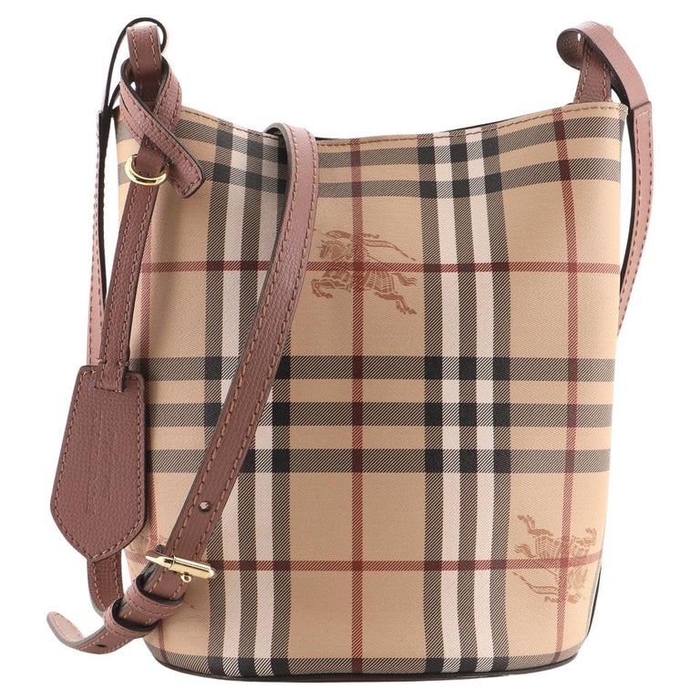 Burberry Lorne Bucket Bag Haymarket Coated Canvas Small at 1stDibs