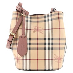 Burberry Lorne Bucket Bag Haymarket Coated Canvas Small