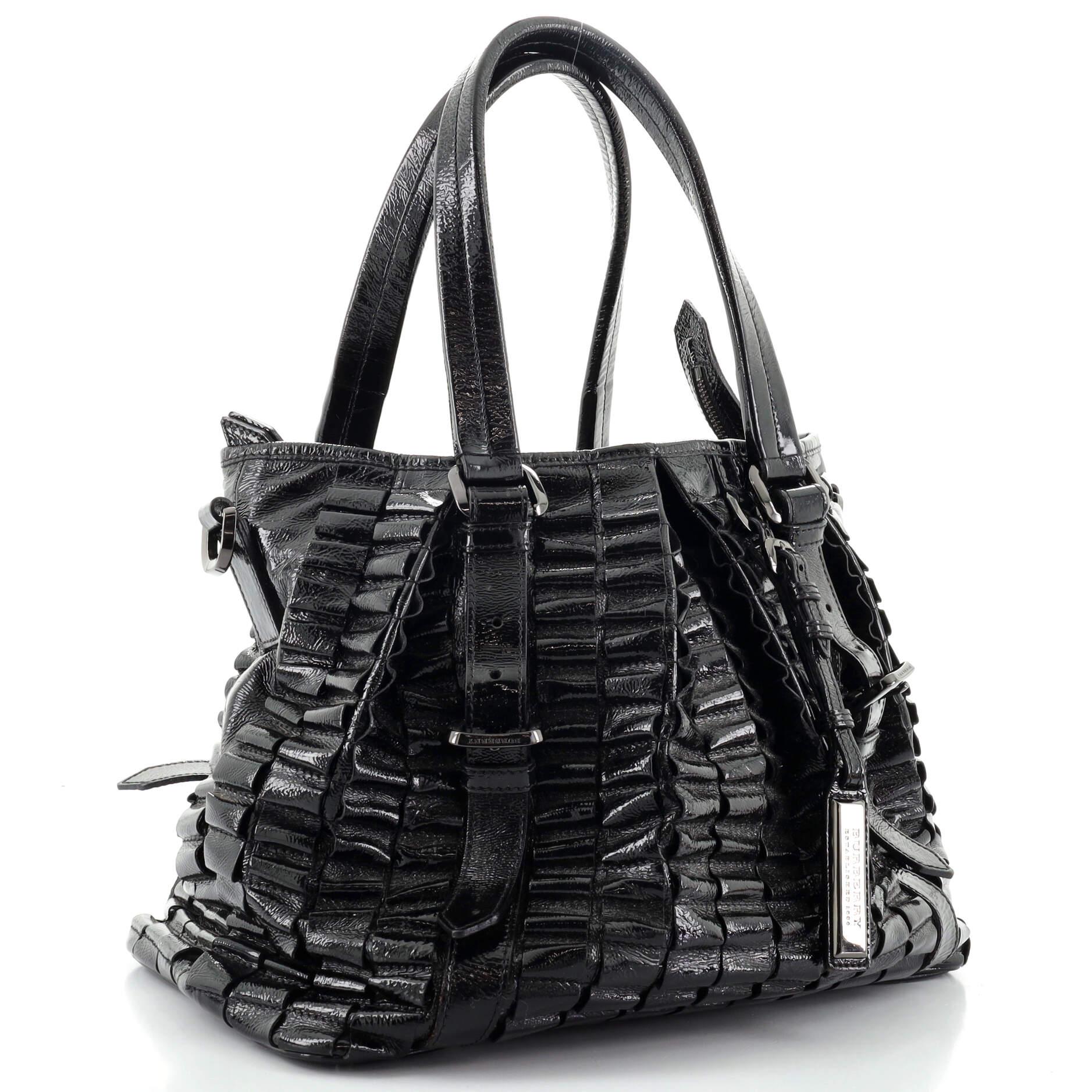 Black Burberry Lowry Convertible Tote Cartridge Patent Large