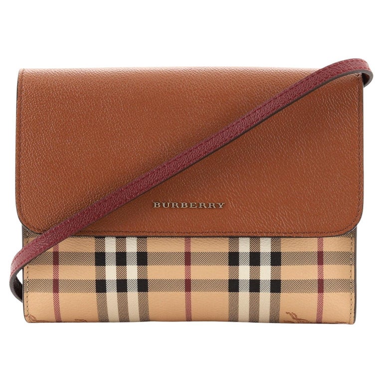 Burberry Loxley Crossbody Bag Haymarket Coated Canvas and Leather Small