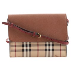 Burberry Loxley Crossbody Bag Haymarket Coated Canvas and Leather Small