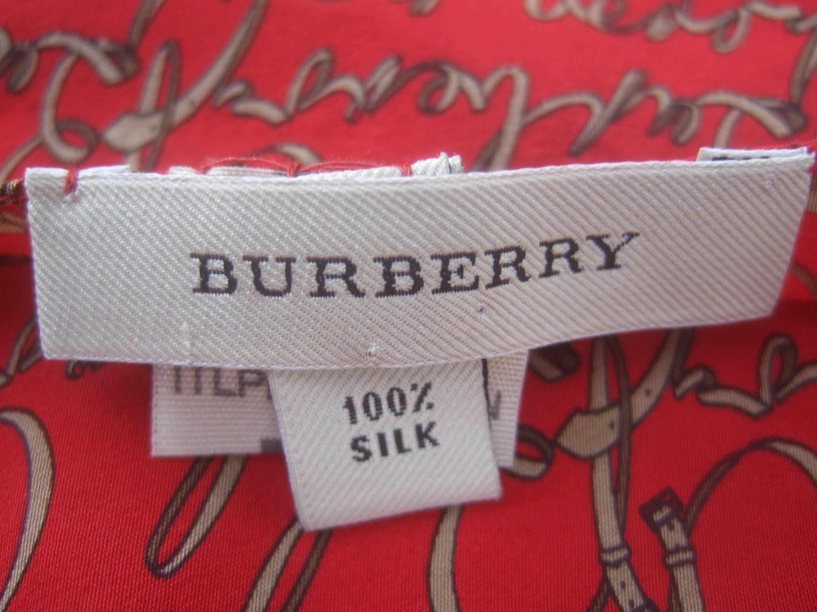 Burberry Red Silk Oblong Scarf, circa 21st Century In Good Condition For Sale In University City, MO