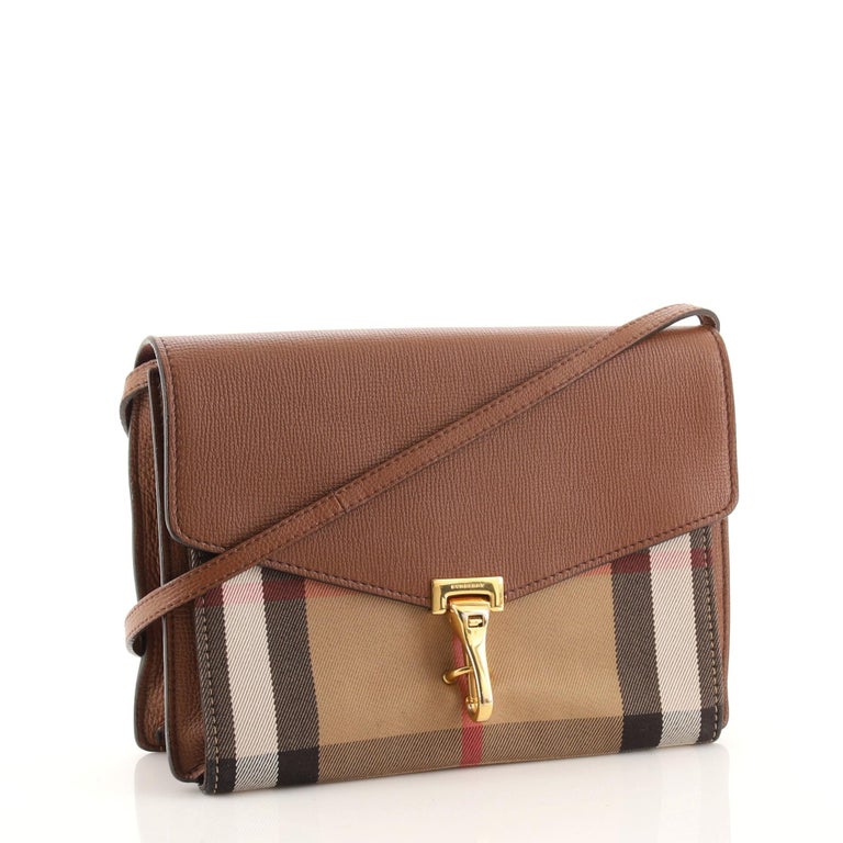 Burberry Macken Crossbody Bag Leather and House Check Canvas Small at 1stDibs