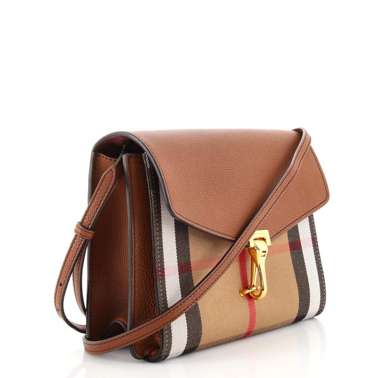Burberry Macken Crossbody Bag Leather and House Check Canvas Small at