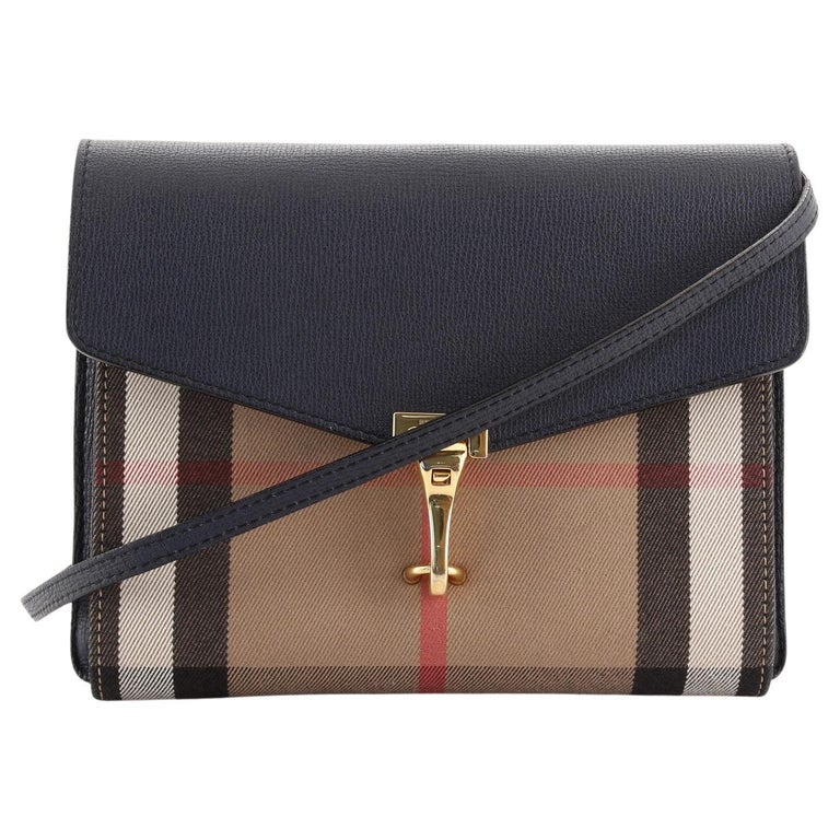 Burberry Macken Crossbody Bag Leather and House Check Canvas Small at 1stDibs
