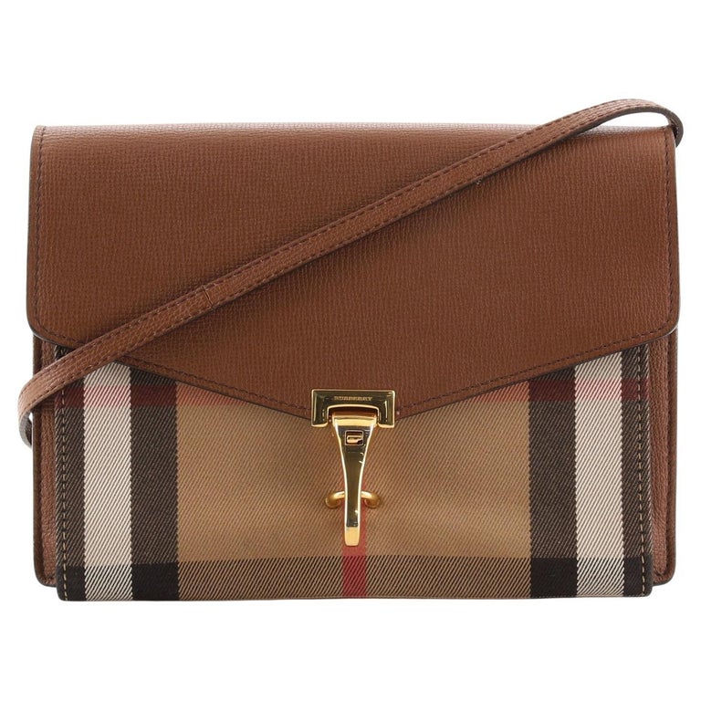 Burberry Macken Crossbody Bag Leather and House Check Canvas Small at 1stDibs