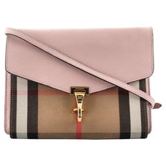 Sac à main Burberry Macken Crossbody en cuir et toile à carreaux House Petit
