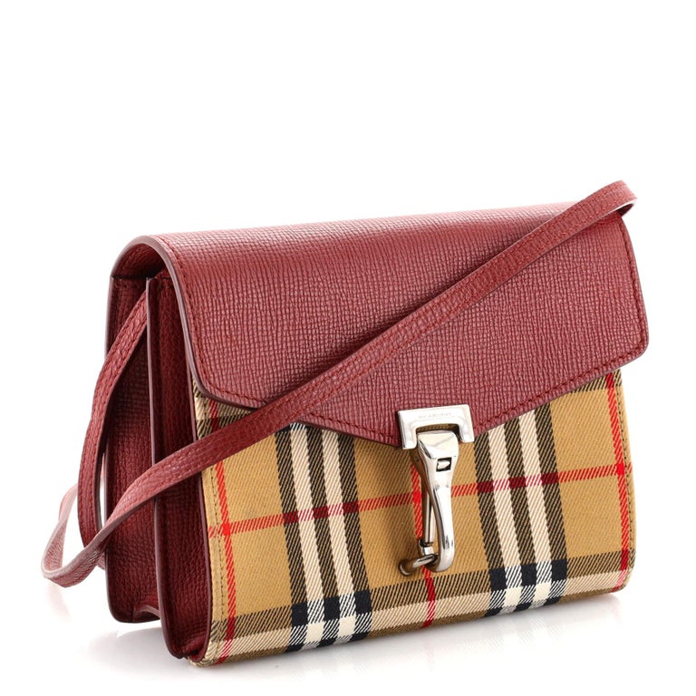 Burberry Macken Crossbody Bag Leather and Vintage Check Canvas Baby For