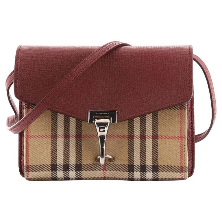 Burberry Macken Crossbody Bag Leather and Vintage Check Canvas Baby at
