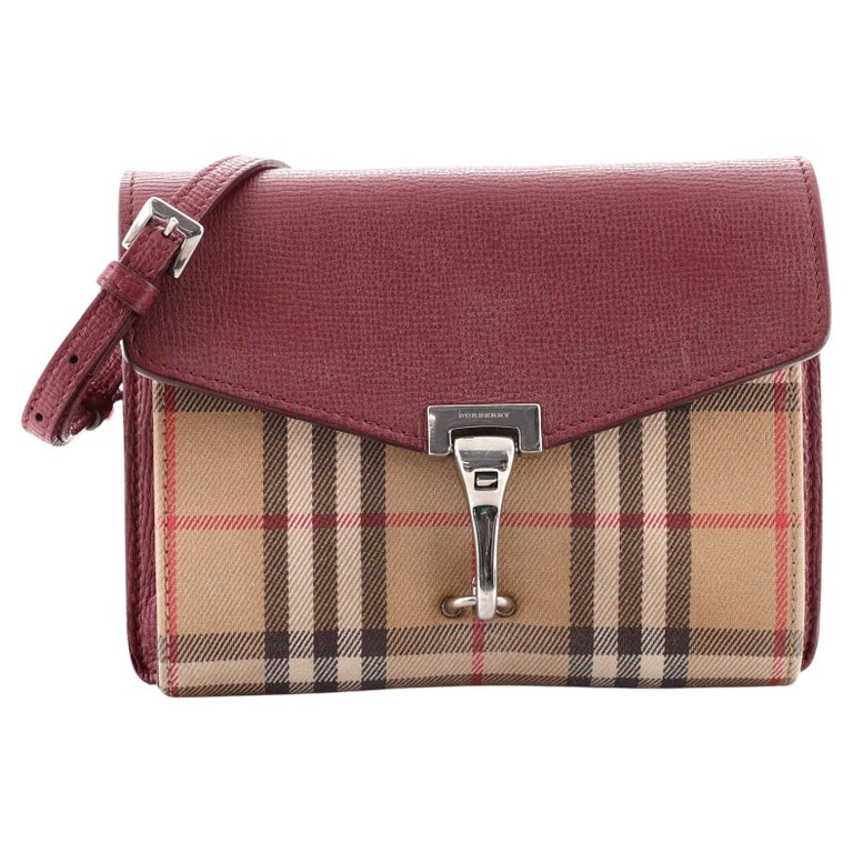 Burberry Macken Crossbody Bag Leather and Vintage Check Canvas Baby For Sale  at 1stDibs