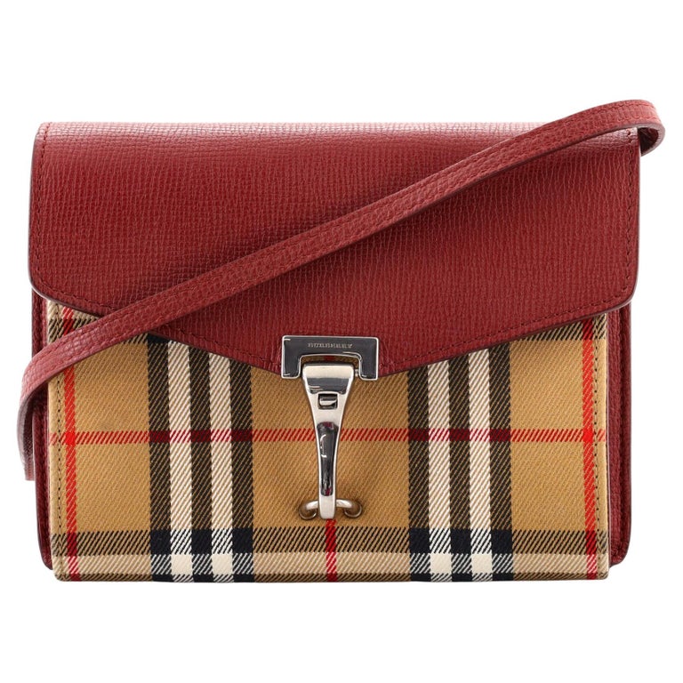 Burberry Macken Crossbody Bag Leather and Vintage Check Canvas Baby For Sale  at 1stDibs