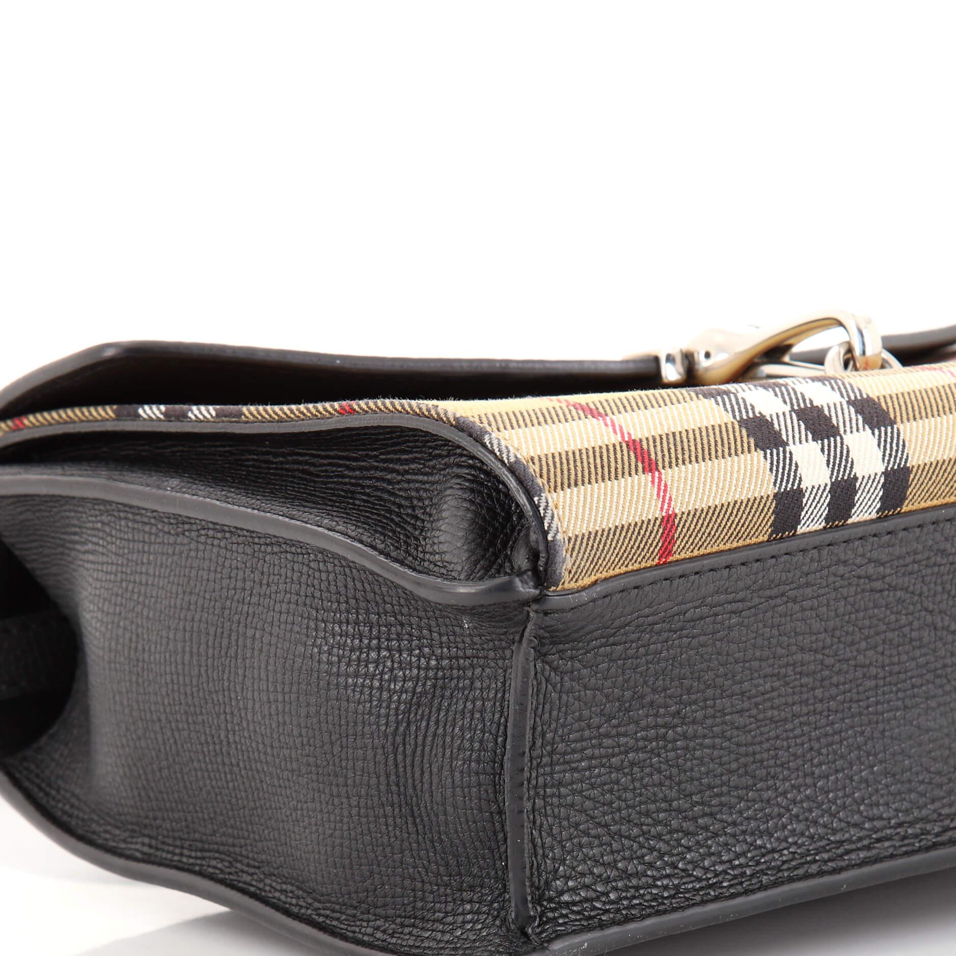 Burberry Macken Crossbody Bag Leather and Vintage Check Canvas Small at
