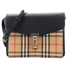 Burberry Macken Crossbody Bag Leather and Vintage Check Canvas Small