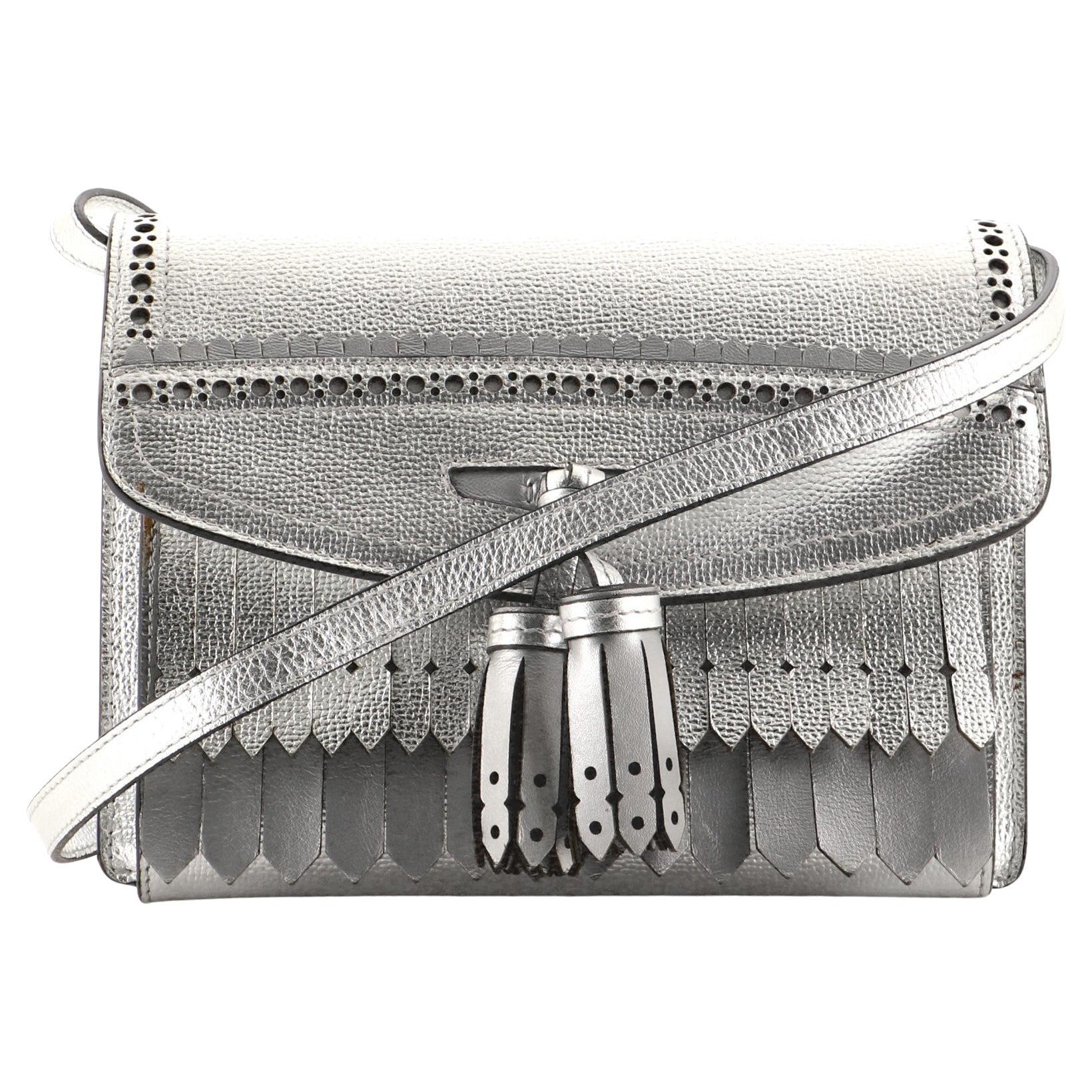 Burberry Macken Crossbody Bag Leather with Fringe Small For Sale at 1stDibs