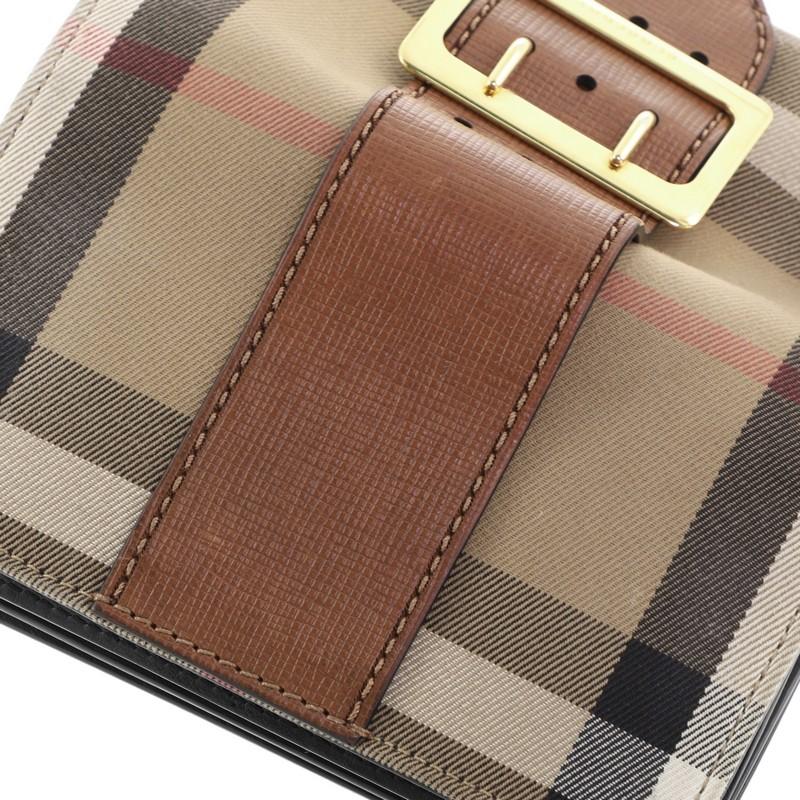Women's or Men's Burberry Madison Buckle Flap Bag House Check Canvas and Leather Small