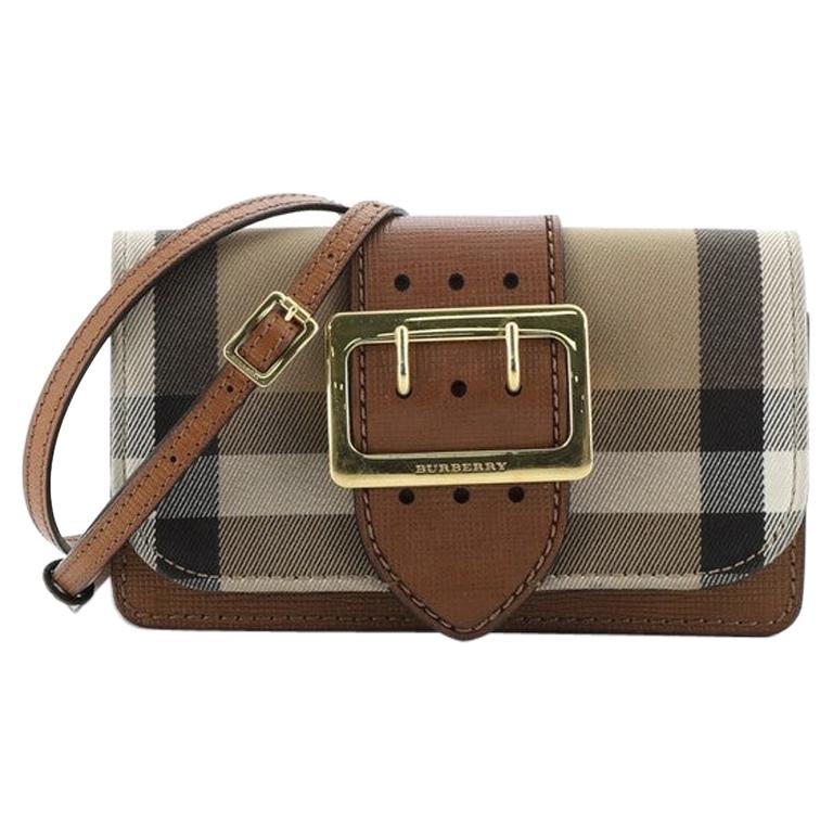 Burberry Madison Buckle Flap Bag House Check Canvas and Leather Small at 1stDibs burberry