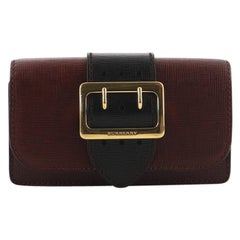 Burberry Madison Buckle Flap Bag House Check Canvas and Leather Small