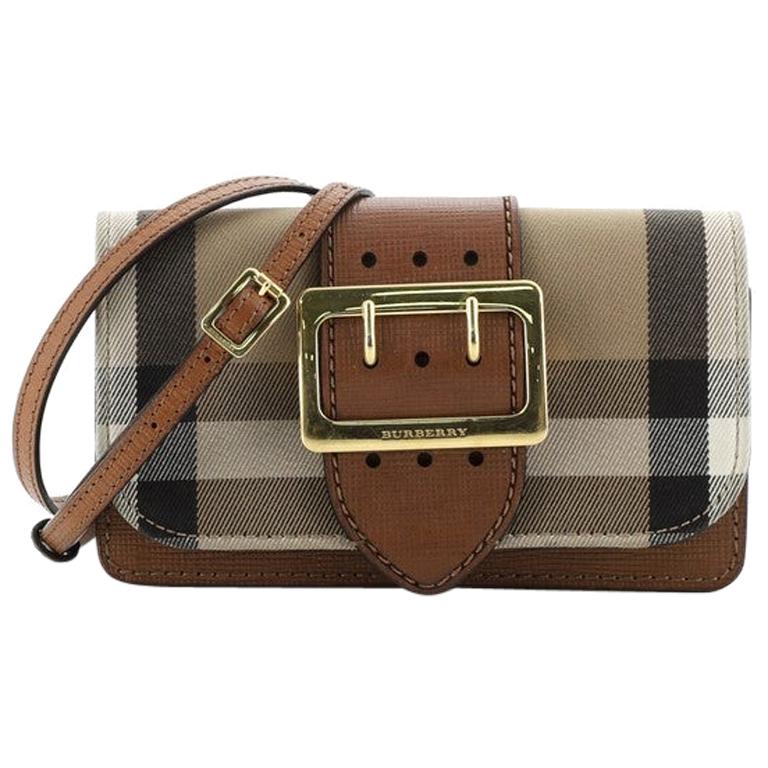 Burberry Madison Buckle Flap Bag House Check Canvas and Leather Small at  1stDibs | burberry madison buckle bag, burberry madison bag