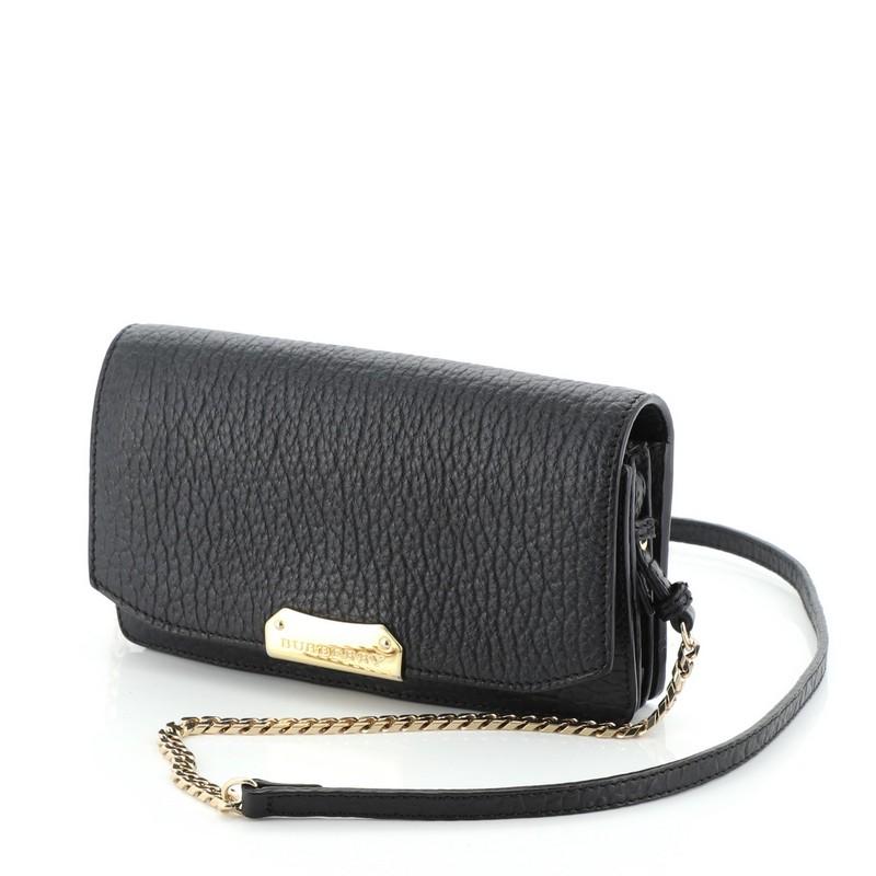 Black Burberry Madison Wallet on Chain Leather