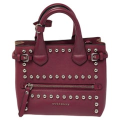 Burberry Magenta Leather and House Check Canvas Mini Banner Tote