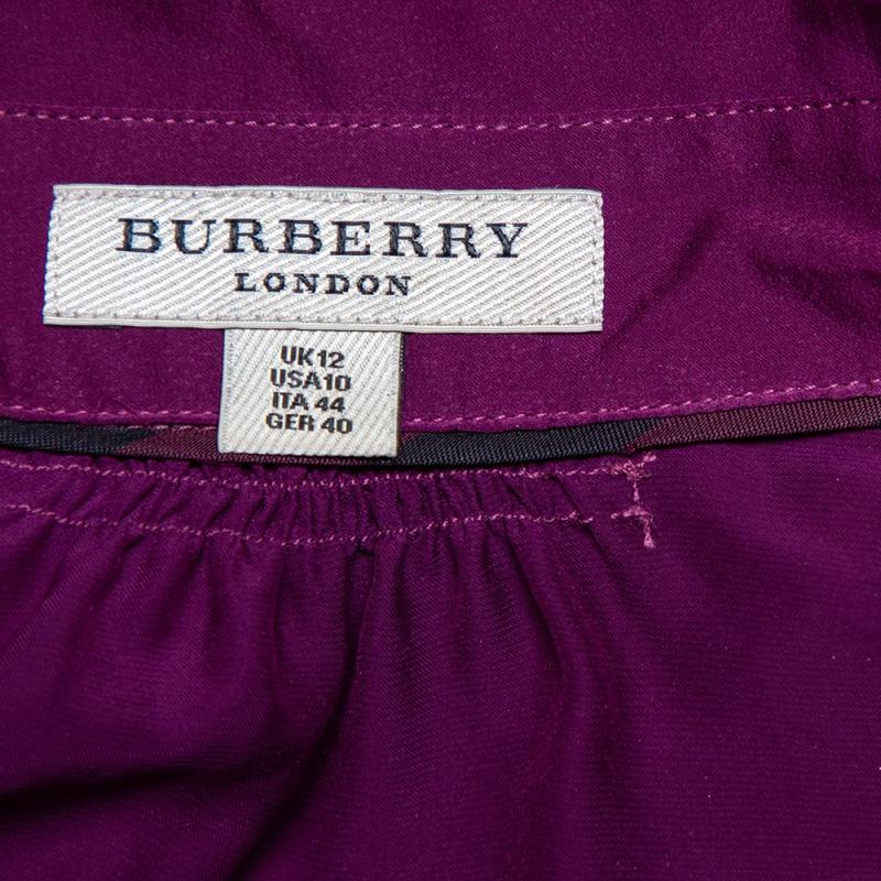 Purple Burberry Magenta Satin Button Front Flared Shirt M