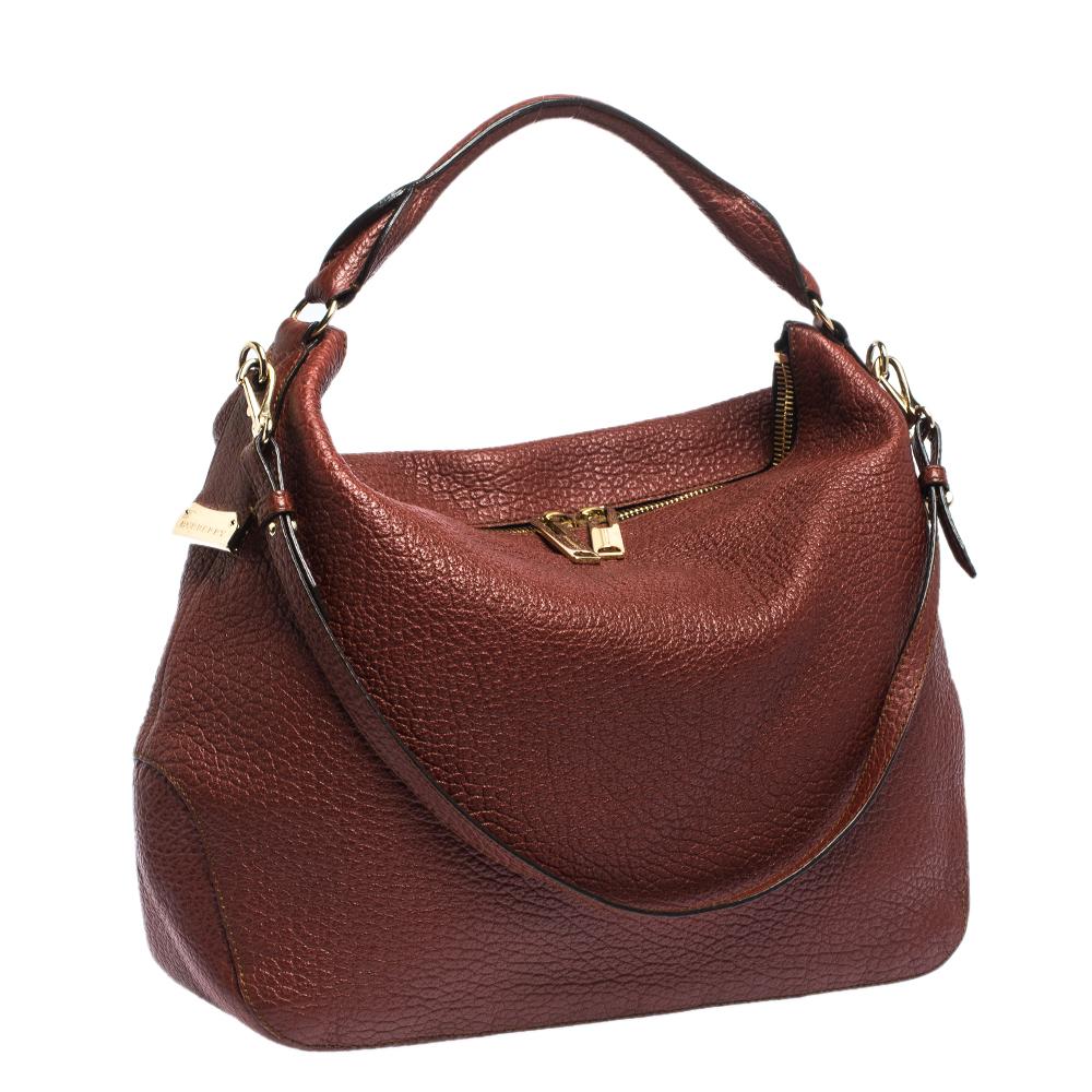 Women's Burberry Mahogany Brown Leather Ledbury Hobo