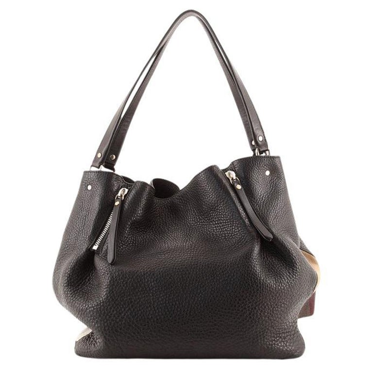 Burberry Maidstone Tote Leder und House Check Canvas Medium