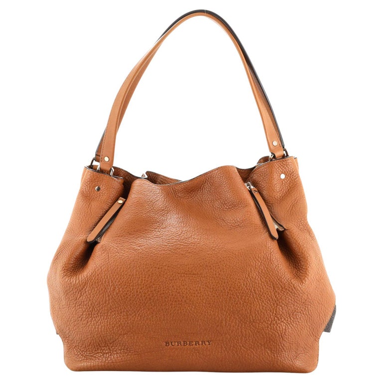 Burberry Maidstone Tote Leather and House Check Canvas Medium at 1stDibs