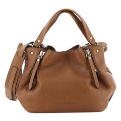 Burberry Maidstone Tote Leather With House Check Canvas Small 
