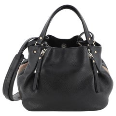 Burberry Maidstone Tote Leder mit House Check Canvas Klein