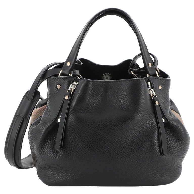 Burberry Maidstone Tote Leather with House Check Canvas Small at 1stDibs