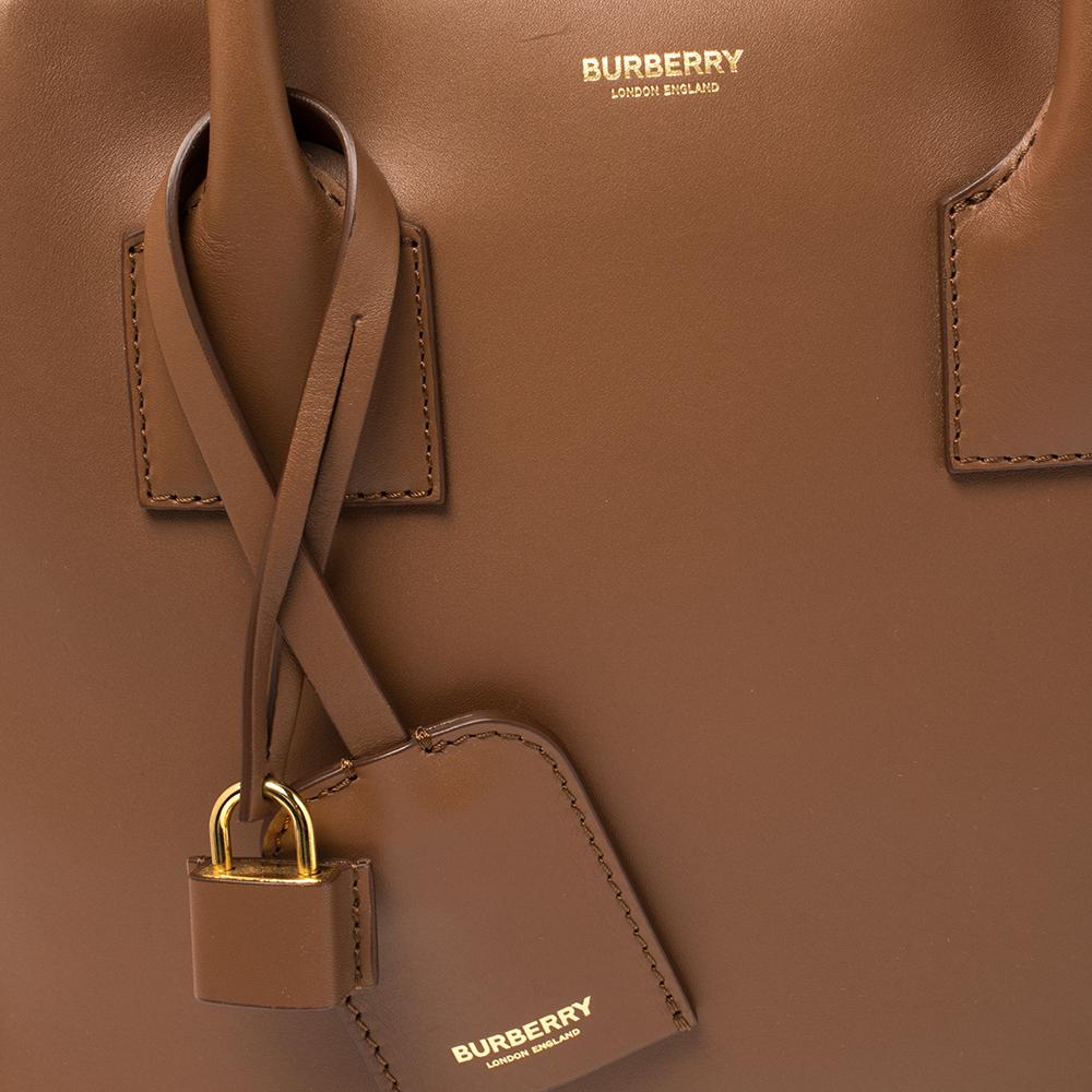 Burberry Malt Brown Leather and Canvas Medium Bowling Bag 3