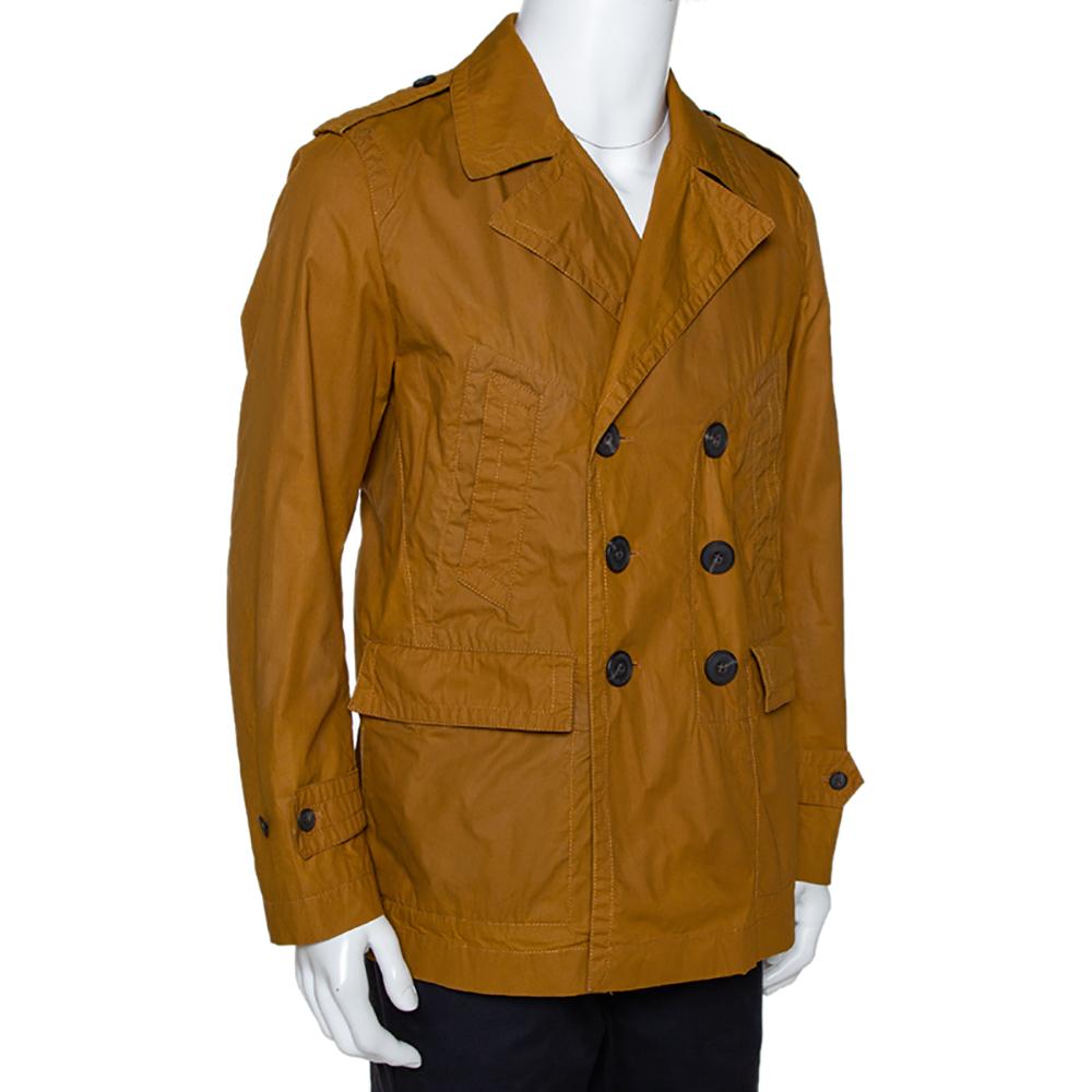 Brown Burberry Malt Coated Cotton Folgate Double Breasted Coat L