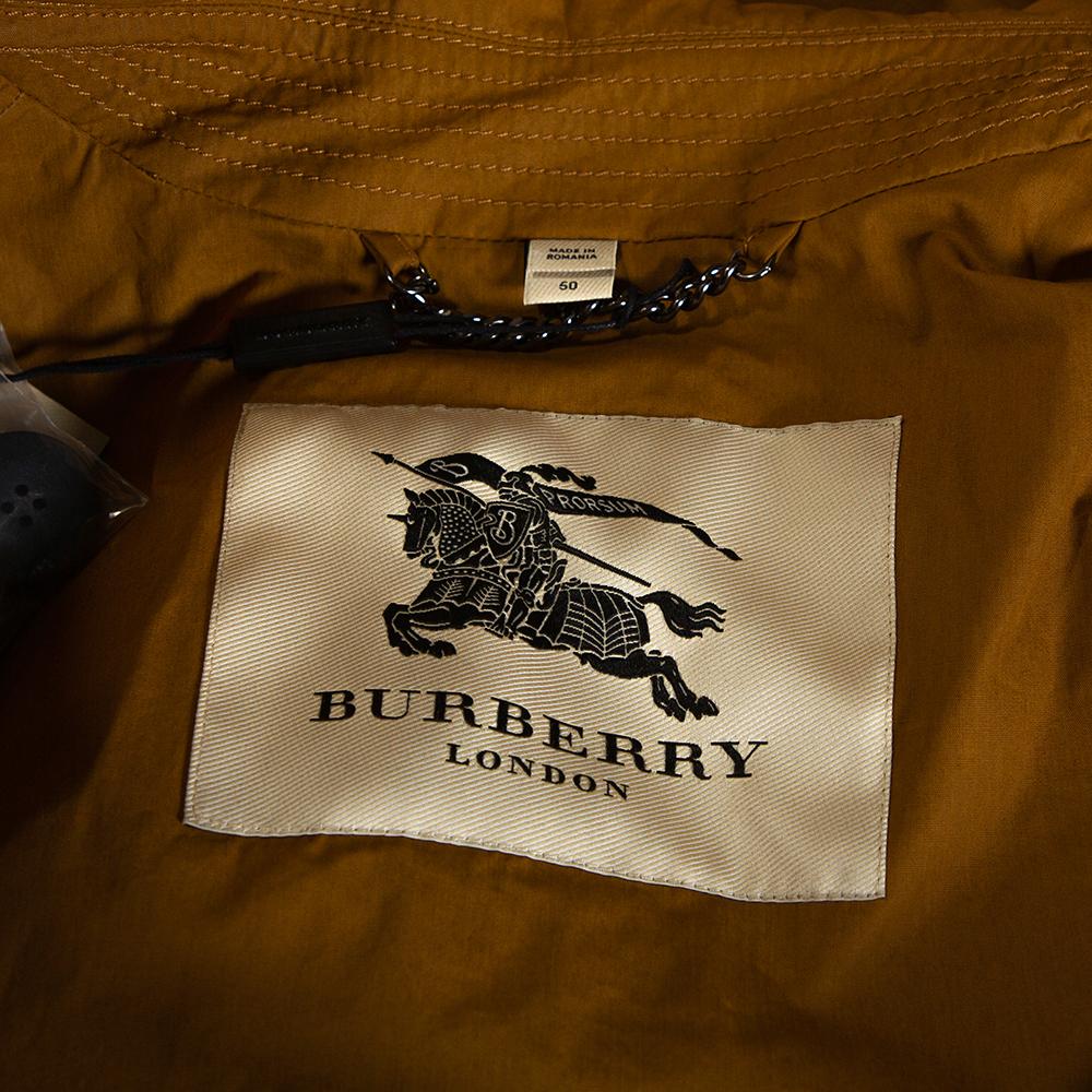 Men's Burberry Malt Coated Cotton Folgate Double Breasted Coat L