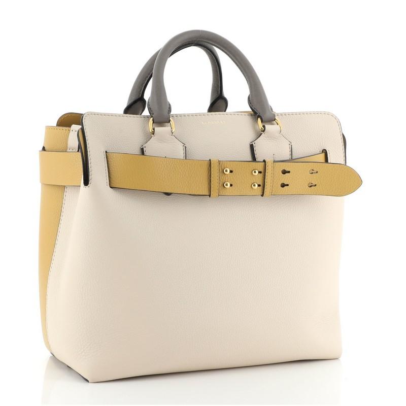 Beige Burberry Marais Belt Tote Leather Small