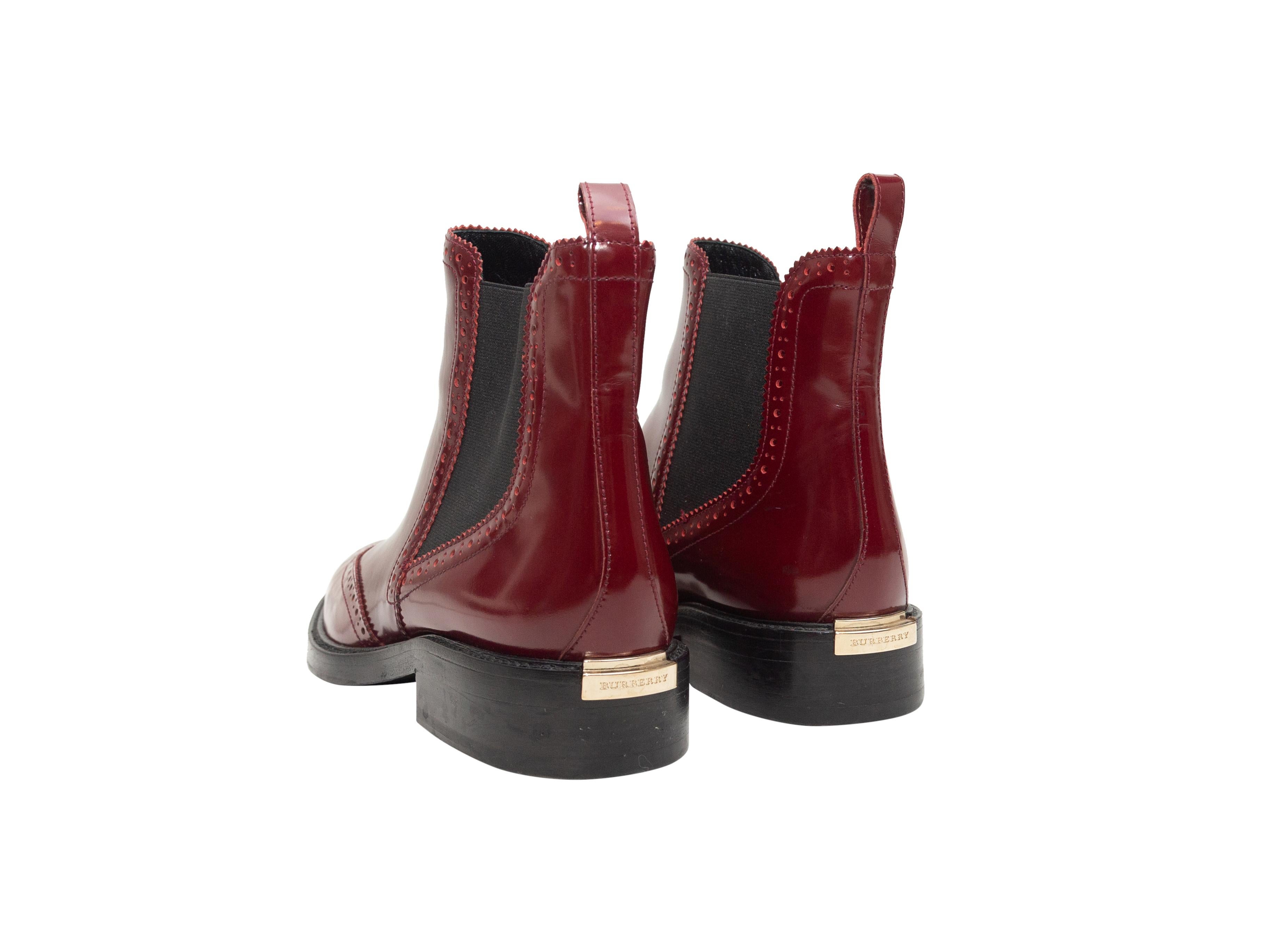 Women's  Burberry Maroon Brogue Ankle Boots