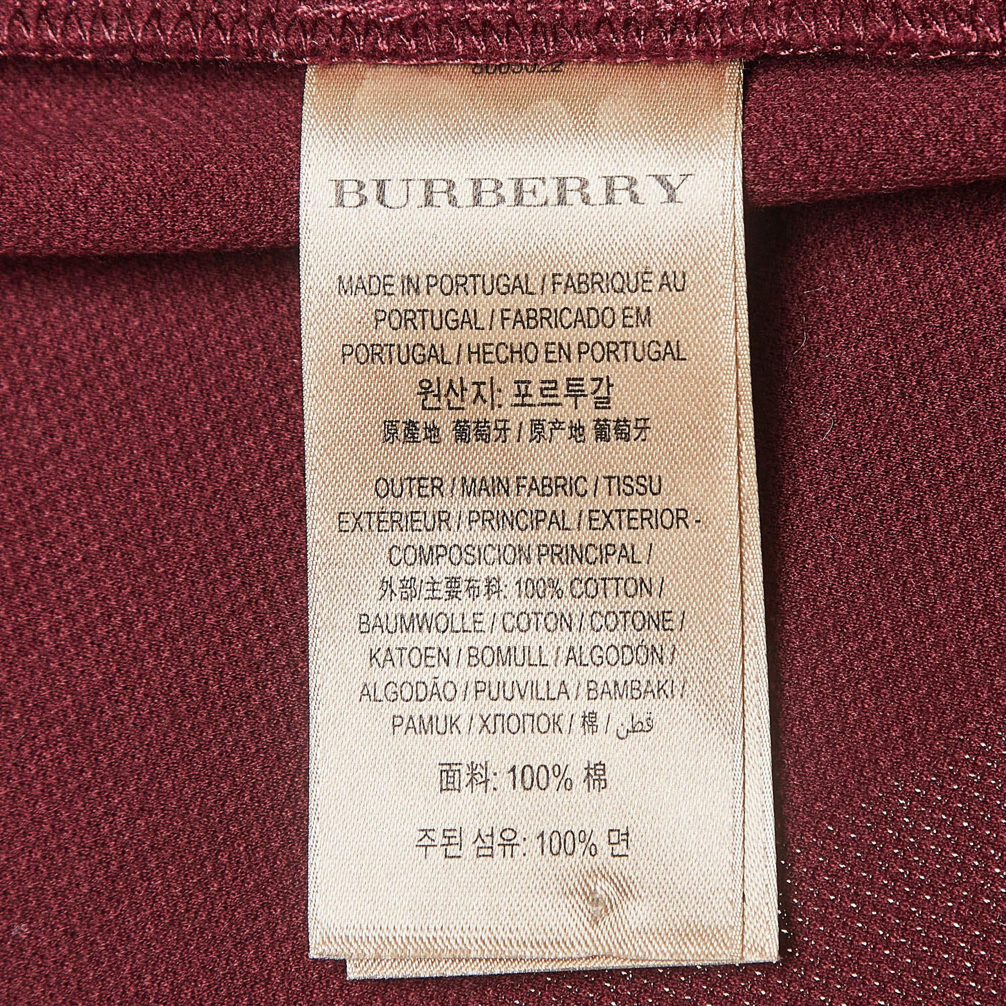 Burberry Maroon Cotton Pique Polo T-Shirt XXL For Sale 1