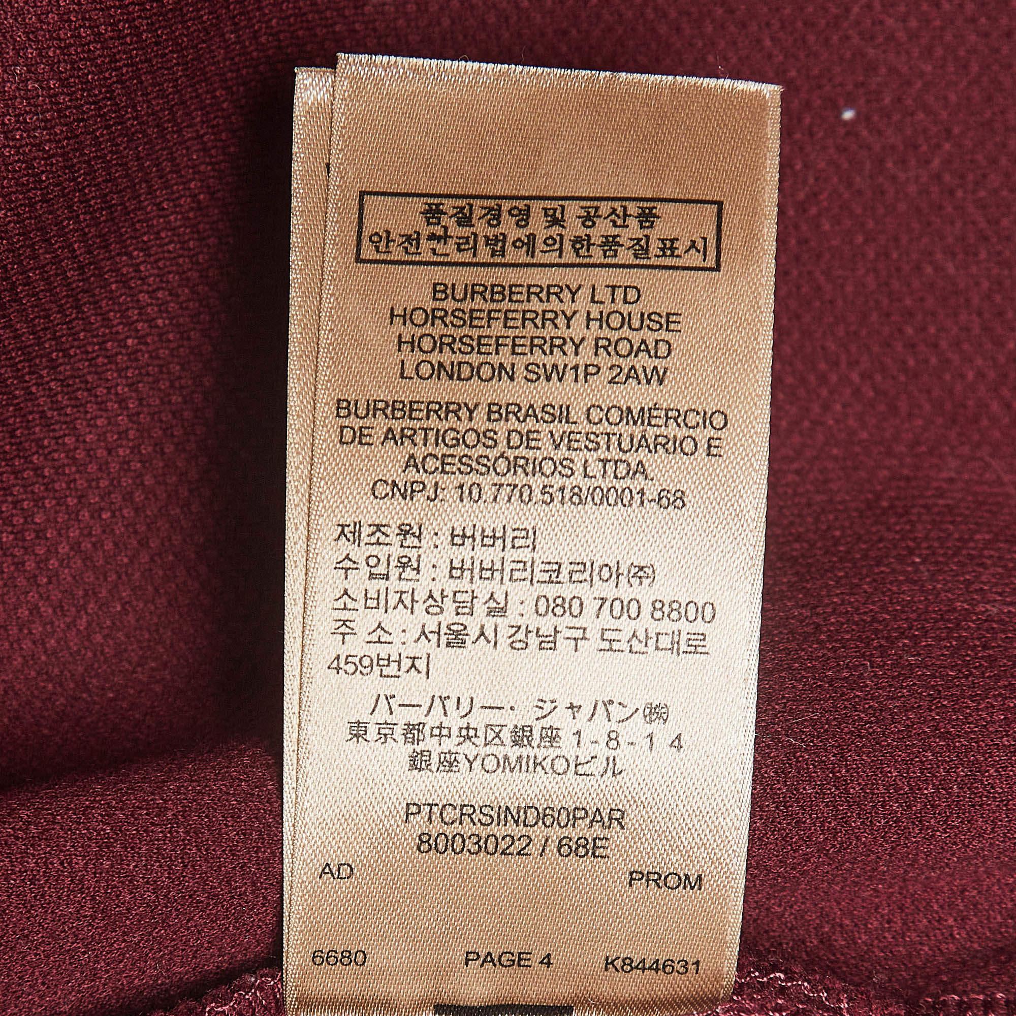 Burberry Maroon Cotton Pique Polo T-Shirt XXL For Sale 2