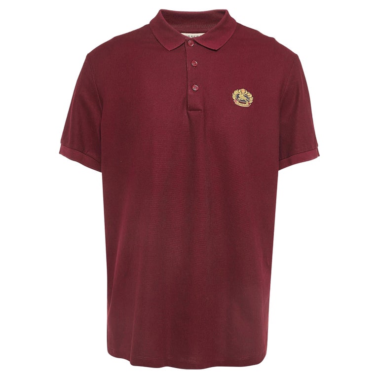 Burberry Maroon Cotton Pique Polo T-Shirt XXL For Sale at 1stDibs