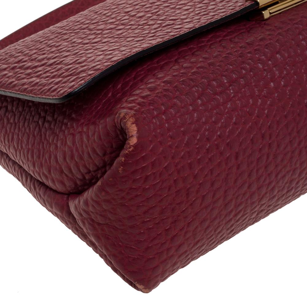 Burberry Maroon Grained Leather Mildenhall Shoulder Bag 3
