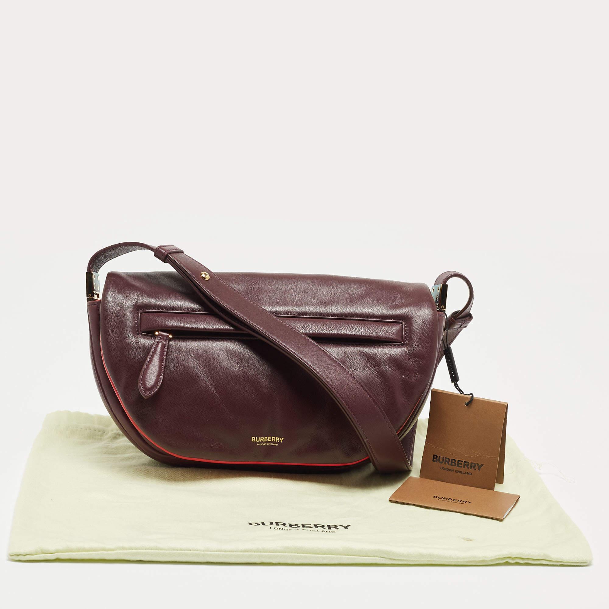 Burberry Maroon Leather Small Olympia Shoulder Bag 6