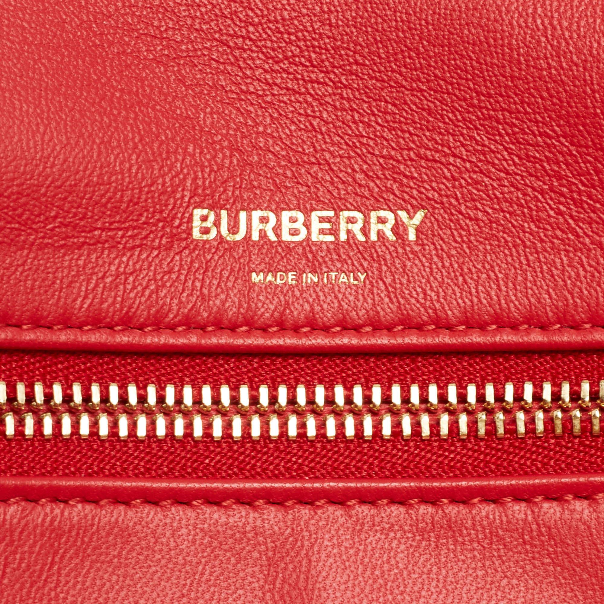Women's Burberry Maroon Leather Small Olympia Shoulder Bag