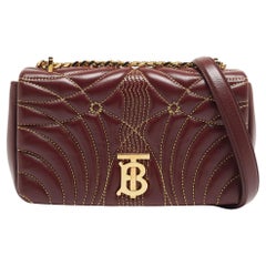 Burberry Maroon Quilted Leather Small Lola Chain Shoulder Bag