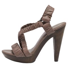 Burberry Mauve Pleated Leather Platform Sandals Size 38