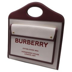 Burberry Medium Pocket Tote-Tasche aus weißem Canvas