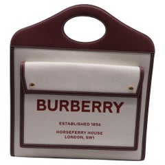 Burberry Medium Pocket Tote-Tasche aus weißem Canvas