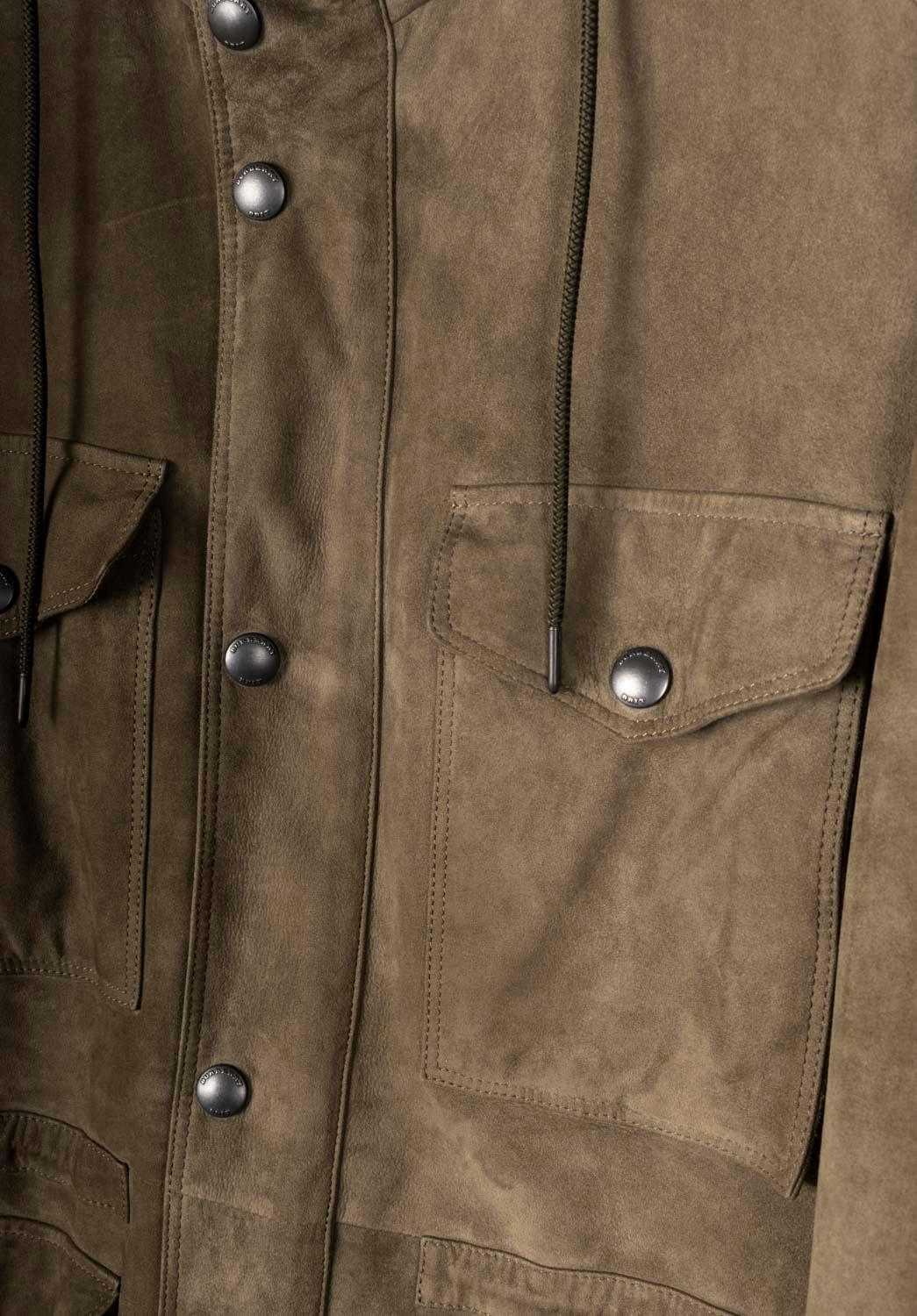 Marrone Burberry Uomo Giacca Parka Scamosciato Cappotto Medio Taglia L in vendita