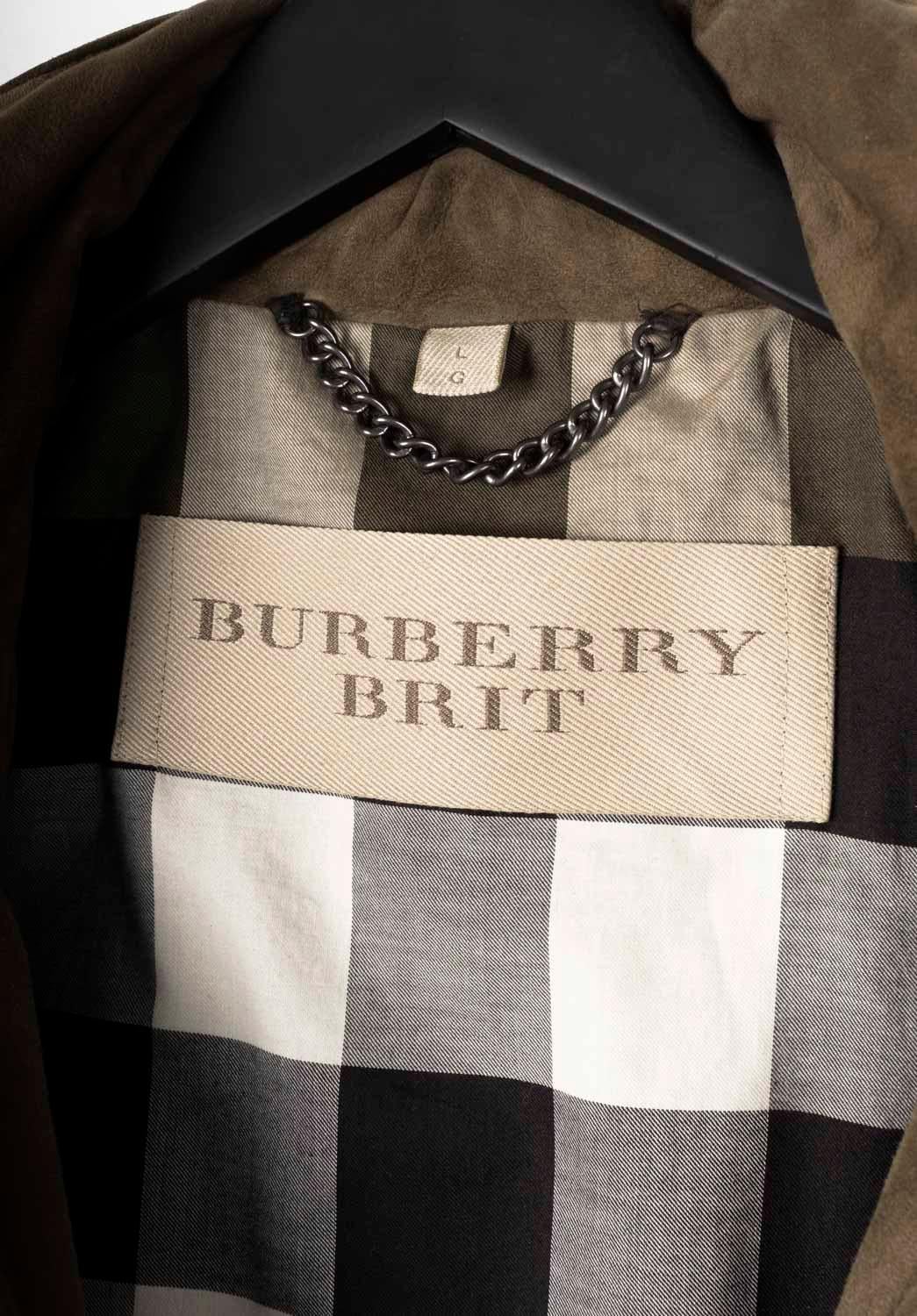 Burberry Uomo Giacca Parka Scamosciato Cappotto Medio Taglia L in vendita 3