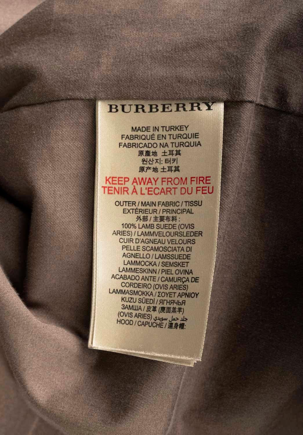 Burberry Uomo Giacca Parka Scamosciato Cappotto Medio Taglia L in vendita 4