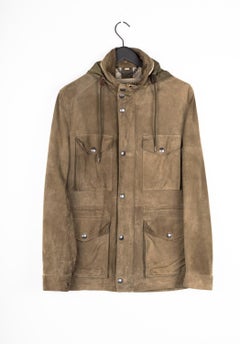 Burberry Uomo Giacca Parka Scamosciato Cappotto Medio Taglia L
